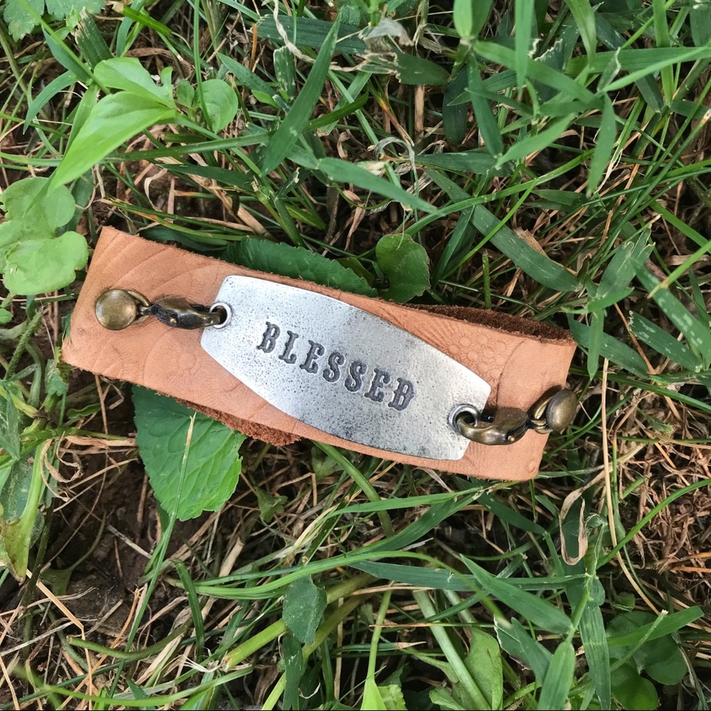 “BLESSED” Leather Cuff